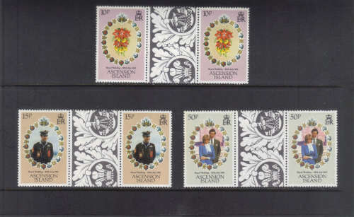 Ascension Islands, 29 July 1981 Royal Wedding, Set of 3 gutter pairs.