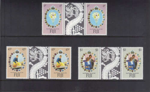 Fiji - 29 July 1981 Royal Wedding - set of 3 gutter pairs.