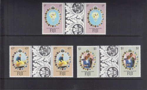 Fiji - 29 July 1981 Royal Wedding, set of 3 gutter pairs.