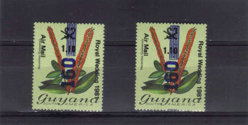 Guyana (overprints) - 29 July 1981 Royal Wedding - 2 singles stamps,