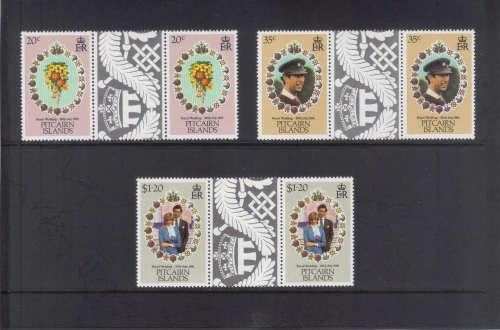 Pitcairn Islands, 29 July 1981 Royal Wedding, Set of 3 gutter pairs.
