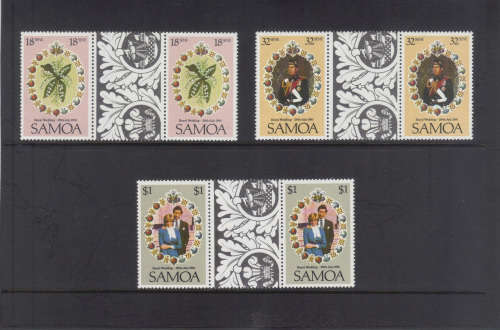 Samoa,  29 July 1981 Royal Wedding, Set of 3 gutter pairs