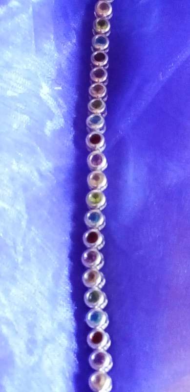 SPECTACULAR STERLING SILVER 925. MULTI COLOR STONE TENNIS BRACELET - 14.5 Grams - PLEASE READ BELOW.