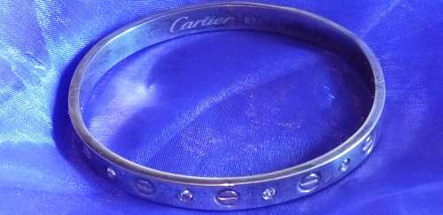 EXQUISITE CARTIER LOVE CRYSTAL STUDDED STERLING SILVER 925. BRACELET - 27.7 Grams -PLEASE READ BELOW