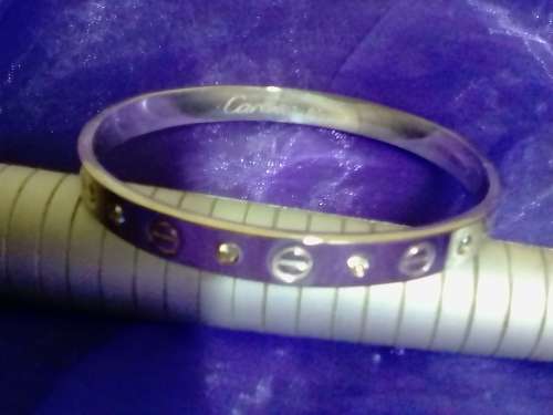 EXQUISITE CARTIER LOVE CRYSTAL STUDDED STERLING SILVER 925. BRACELET - 27.7 Grams -PLEASE READ BELOW