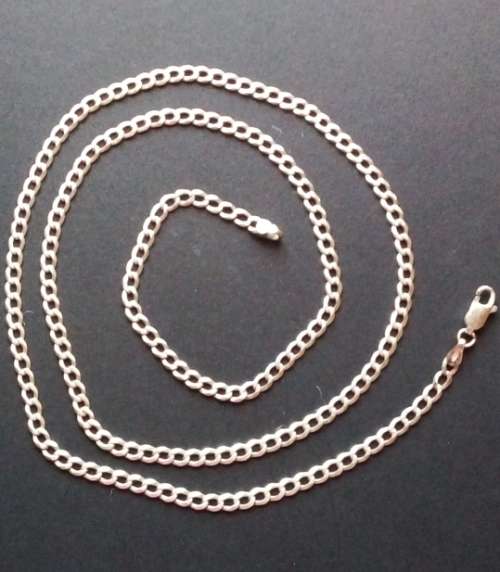 BEAUTIFUL CURB STERLING SILVER CHAIN  - 59cm LONG - WEIGHT 8g - READ BELOW FOR INFO.