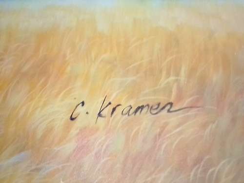 STUNNING GIRAFFE OIL PAINTING ON CANVAS BY SA ARTIST C.KRAMER - NOT FRAMED - PLEASE READ BELOW.