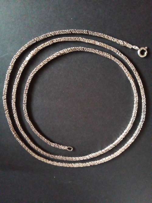 HEAVY VINTAGE 835 SOLID SILVER SQUARE LINK 3mm NECKLACE - WEIGHT 38.6 g - 87cm LONG.