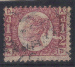 GB. 1870 Q/V - half penny, plate 1 , W 9, SG.49, fine used, CV. 100 pounds.