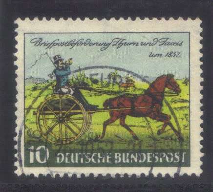 Germany 1952 - 100th Anniv. of the first edition of stamps, fine used 10pf - CV. R90.