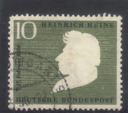 Germany 1956 - 100th Anniv. of Heinrich Heine, fine used 10pf - CV. R90.