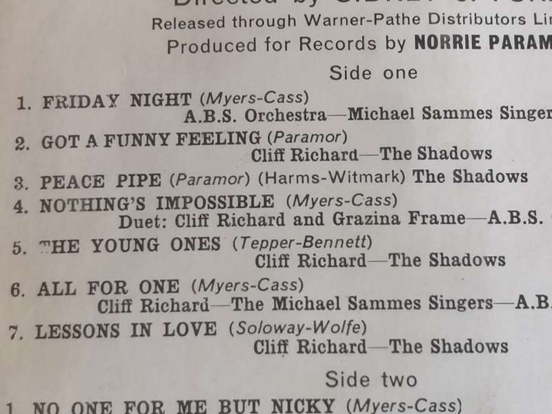 CLIFF RICHARD (THE YOUNG ONES) - VINYL IN EXCELLENT CONDITION - SEE BELOW FOR INFO.