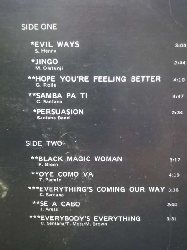 Santana's Greatest hits, vinyl very good.