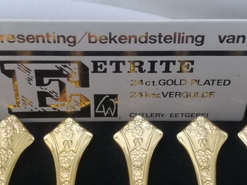 GORGEOUS EETRITE 24ct GOLD PLATED TEA SPOON SET - UNUSED - PLEASE READ BELOW.