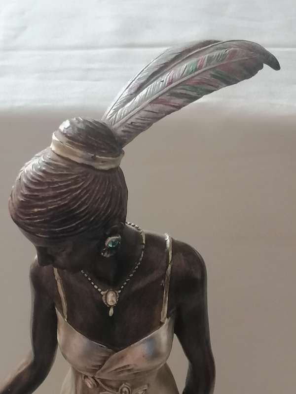 EXQUISITE - TALL TWIN ART DECO WOMAN STATUES WITH CANDLE HOLDERS - PLEASE READ BELOW.