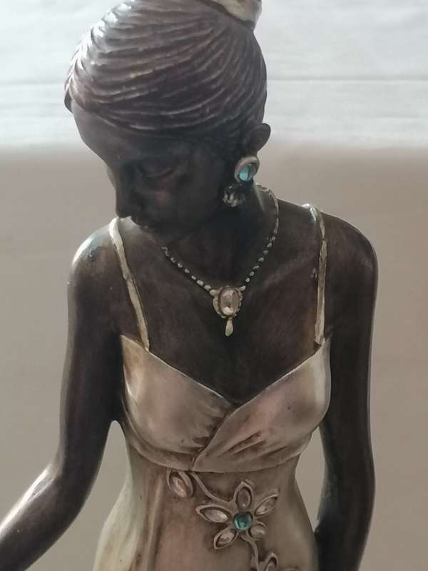 EXQUISITE - TALL TWIN ART DECO WOMAN STATUES WITH CANDLE HOLDERS - PLEASE READ BELOW.