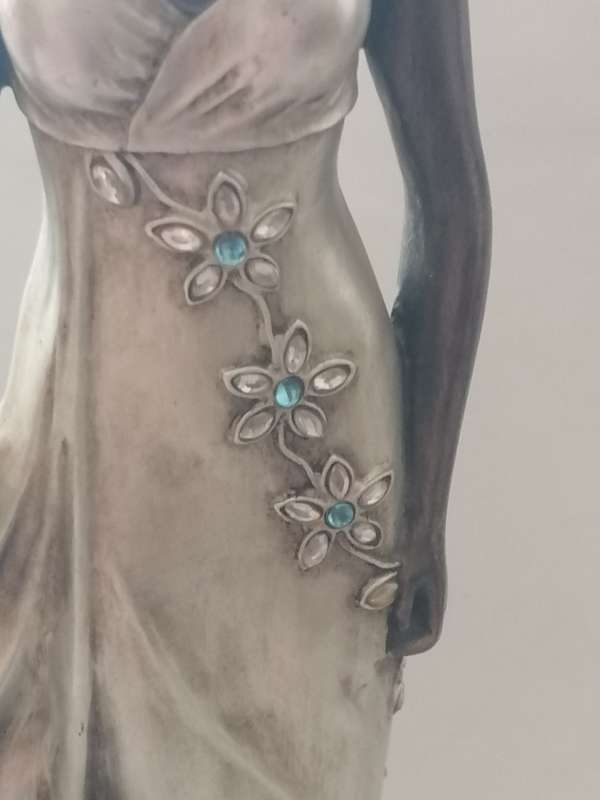 EXQUISITE - TALL TWIN ART DECO WOMAN STATUES WITH CANDLE HOLDERS - PLEASE READ BELOW.