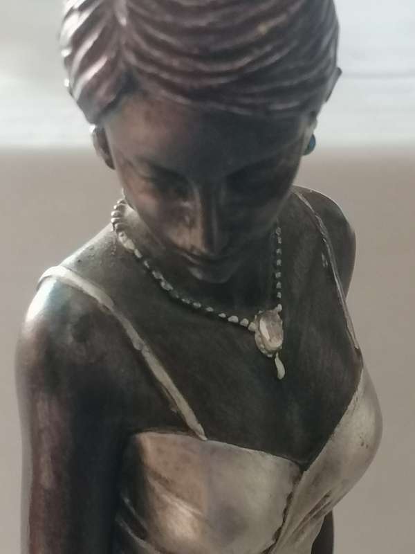 EXQUISITE - TALL TWIN ART DECO WOMAN STATUES WITH CANDLE HOLDERS - PLEASE READ BELOW.