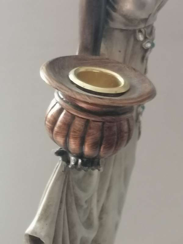 EXQUISITE - TALL TWIN ART DECO WOMAN STATUES WITH CANDLE HOLDERS - PLEASE READ BELOW.