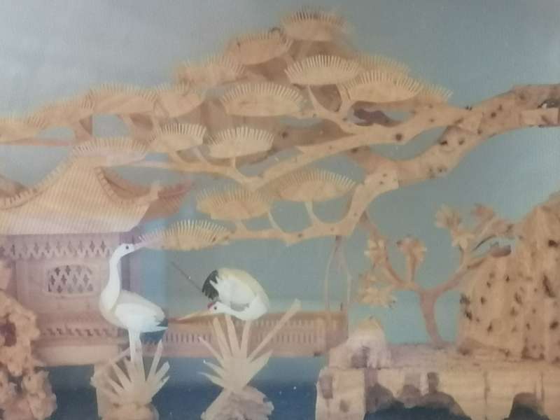 VINTAGE CHINESE HAND CARVED, CORK PAGODA VILLA DIORAMA - VERY COLLECTABLE - PLEASE READ BELOW.