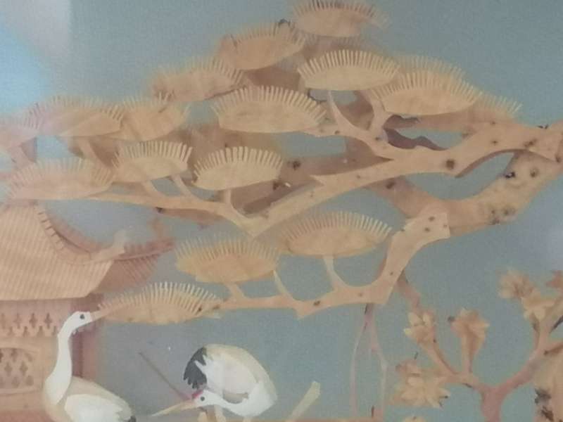 VINTAGE CHINESE HAND CARVED, CORK PAGODA VILLA DIORAMA - VERY COLLECTABLE - PLEASE READ BELOW.
