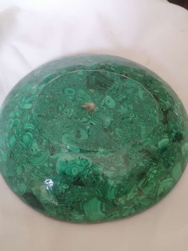 RARE AFRICAN CONGO MALACHITE ANTIQUE BOWL - GREAT ITEM - PLEASE READ BELOW.
