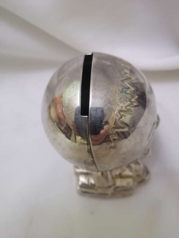 VINTAGE - HUMTYDUMPTY MONEY SAVINGS BOX, SILVER PLATED - PLEASE READ BELOW.