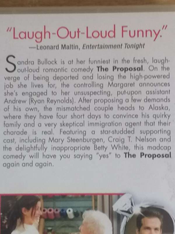 DVD movie - comedy (The Proposal).