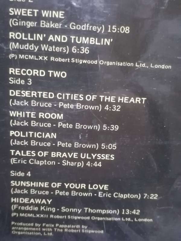 GREATEST HITS LIVE ´CREAM´S´CREAM - DOUBLE ALBUM - VINYL´S IN EXCELLENT CONDITION - SEE BELOW.
