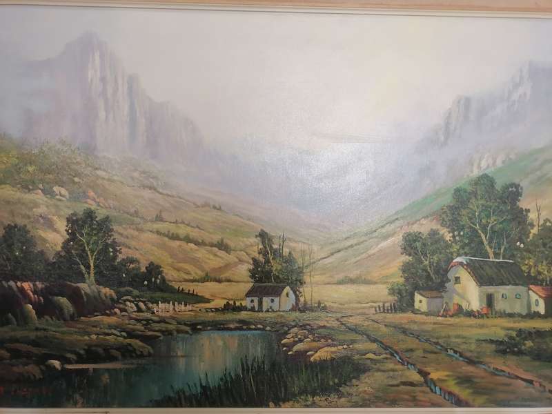 EXQUISITE LARGE OIL BY ANTON CHAPMAN (CAPE FARM SCENE -108cm x 79cm)- PLEASE READ BELOW.