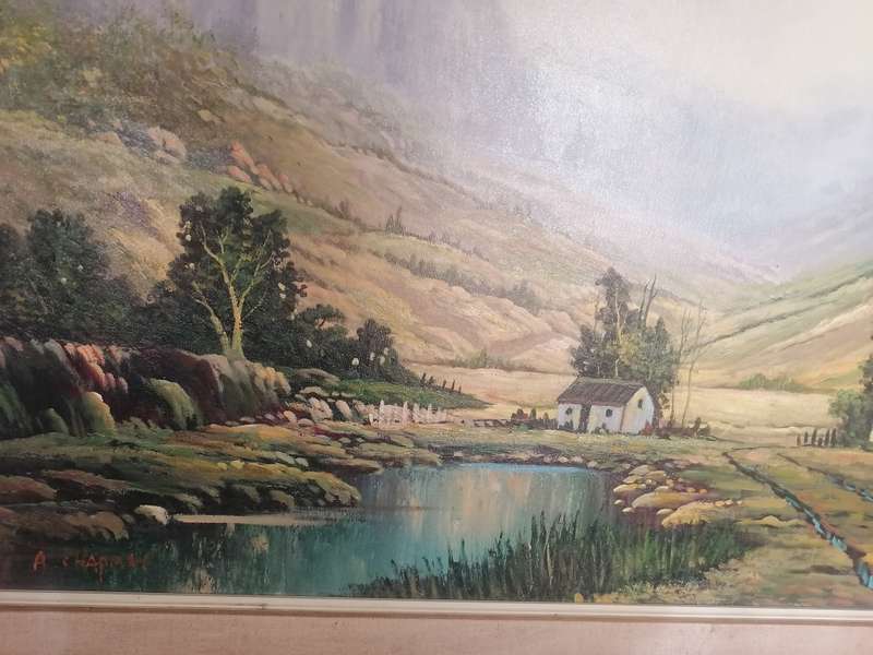 EXQUISITE LARGE OIL BY ANTON CHAPMAN (CAPE FARM SCENE -108cm x 79cm)- PLEASE READ BELOW.