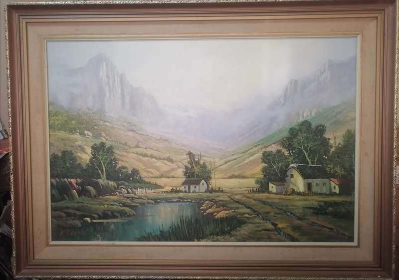 EXQUISITE LARGE OIL BY ANTON CHAPMAN (CAPE FARM SCENE -108cm x 79cm)- PLEASE READ BELOW.