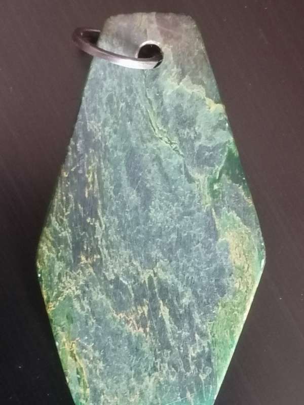 VINTAGE- RARE BARBERTON VERDITE HAND CARVED MASK PENDANT (835 SILVER) - PLEASE READ BELOW FOR INFO.