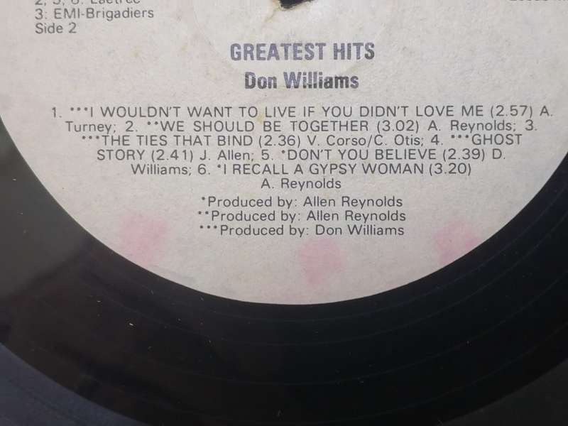 DON WILLIAMS (GREATEST HITS) - VINYL IN VERY GOOD COND. - SEE BELOW FOR INFO