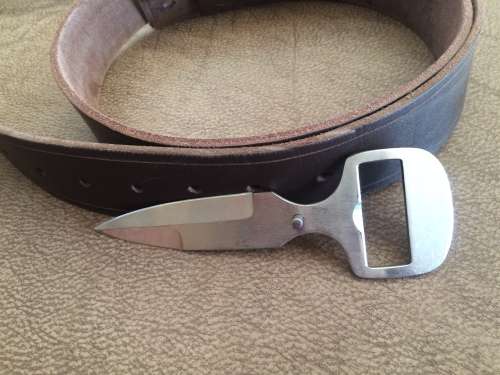 Knife Buckle with Leather Belt