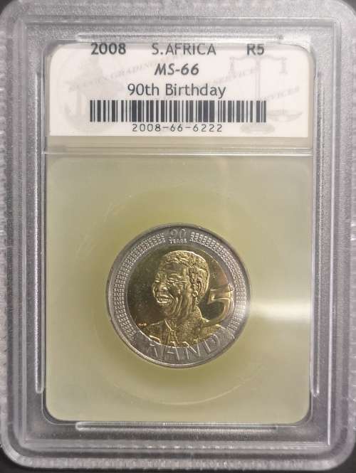 *Crazy Start!* MS66 SACGS Graded 90th Birthday Mandela R5