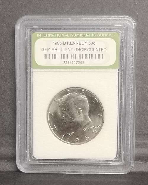 *Crazy R1 Start!!* 1985-D KENNEDY 50C INB Grading G-B UNC
