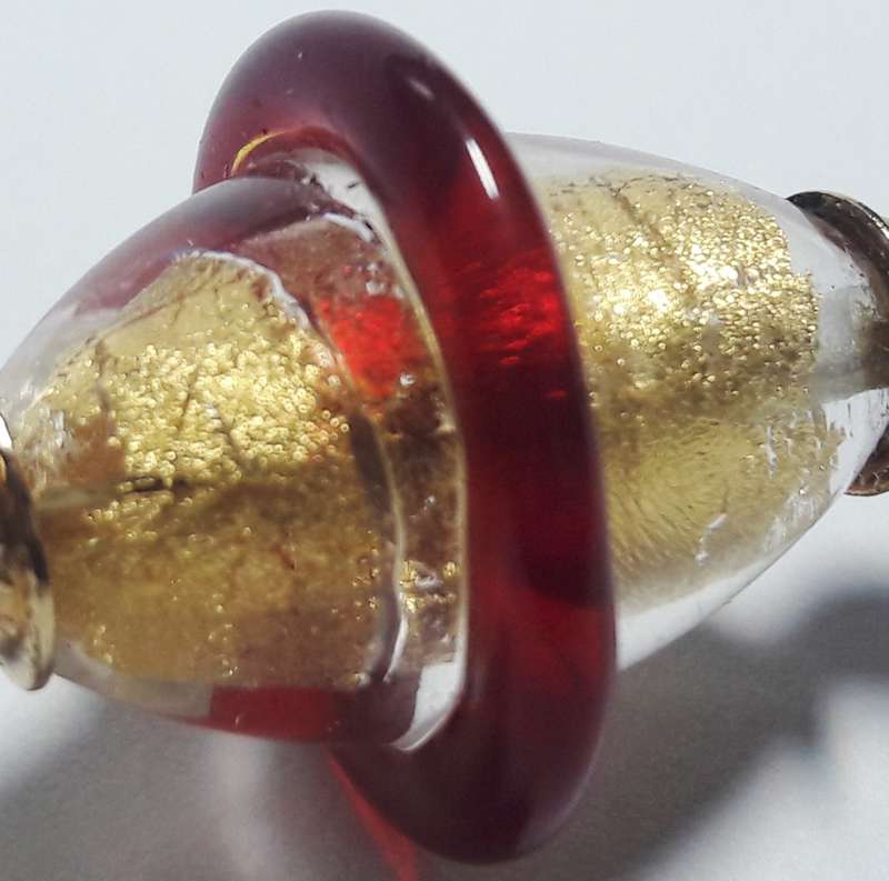 Vintage Italian Murano Glass Hat Stick Pin with Gold Foil
