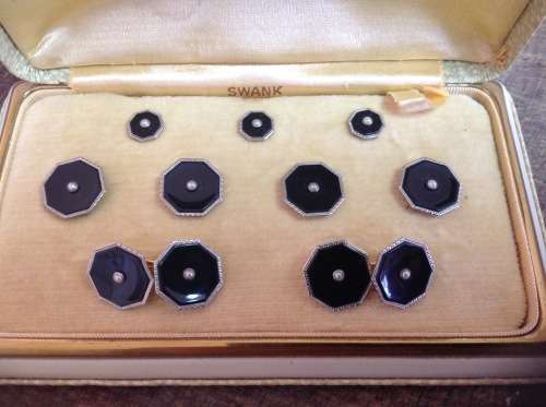 Gold Plated 9 Piece Stud & Cufflinks Boxed Set by Swank!