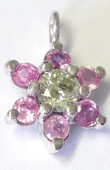 Stunning 40 Pointer Fancy DIAMOND and Tourmaline Vintage Solid Gold Pendant!