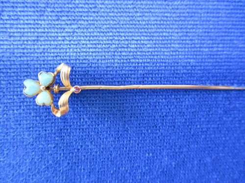 Exquisite Antique Solid Gold Opal Ruby Victorian Stick Pin!