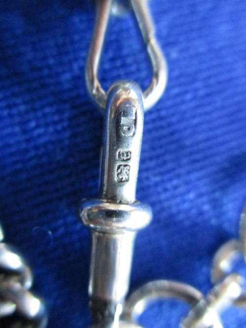 Antique Victorian Sterling Silver Albert Fob Chain and T-bar Hallmarked 1880!