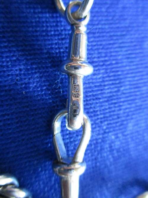 Antique Victorian Sterling Silver Albert Fob Chain and T-bar Hallmarked 1880!