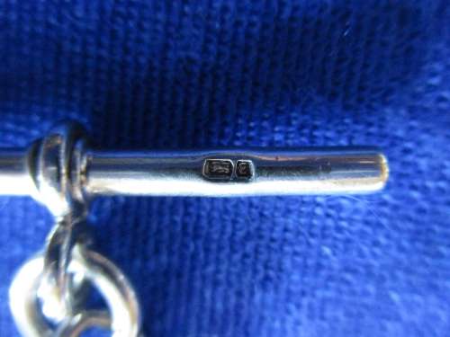 Antique Victorian Sterling Silver Albert Fob Chain and T-bar Hallmarked 1880!