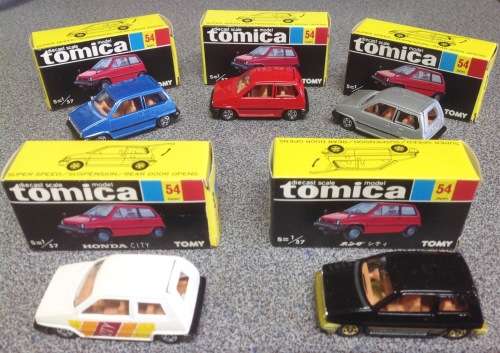 MADE IN JAPAN BLACK BOX SET OF 5 TOMICA HONDA CITY DIECAST CARS 1/57!