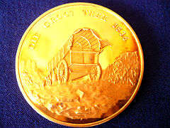 38.2 GRAMS SOLID STERLING SIVER GREAT TREK MEDALLION HIGH RELIEF GILDED GROOT TREK COIN MEDAL!