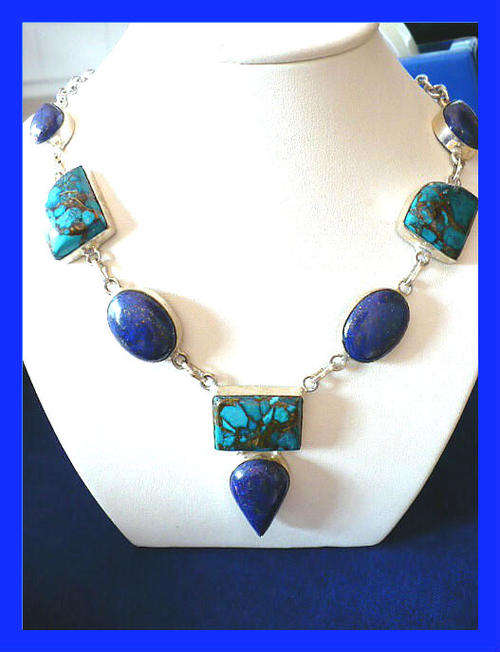 ***** COLLECTABLE VINTAGE STYLE LAPIS LAZULI & TURQUOISE NECKLACE! *****