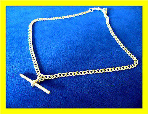 ****** RARE ANTIQUE HALLMARKED STERLING SILVER FOB CHAIN NECKLACE WITH T-BAR! *****