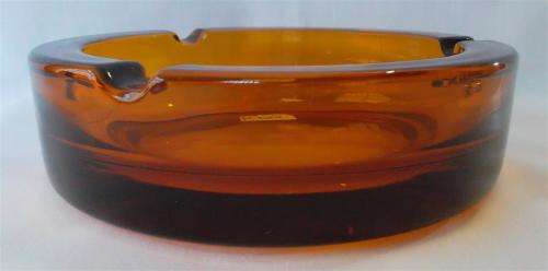 Round Amber Glass Ashtray