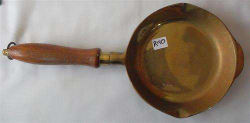Vintage Solid Brass Pan with Wooden Handle